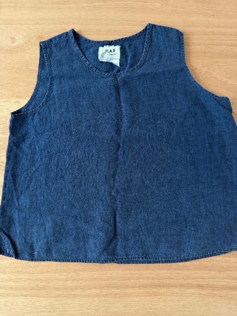 FLAX by Jeanne Engelhart 100% linen blue sleeveless tank top size M medium